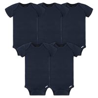 Gerber unisex baby 5-pack Solid Onesies Bodysuits Shirt, Navy,…